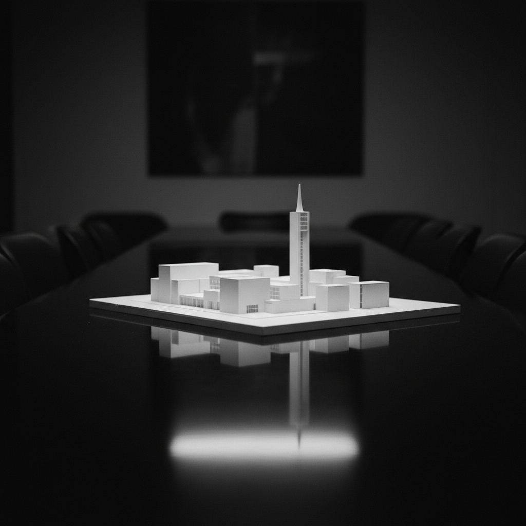 Architectural model in a conference room